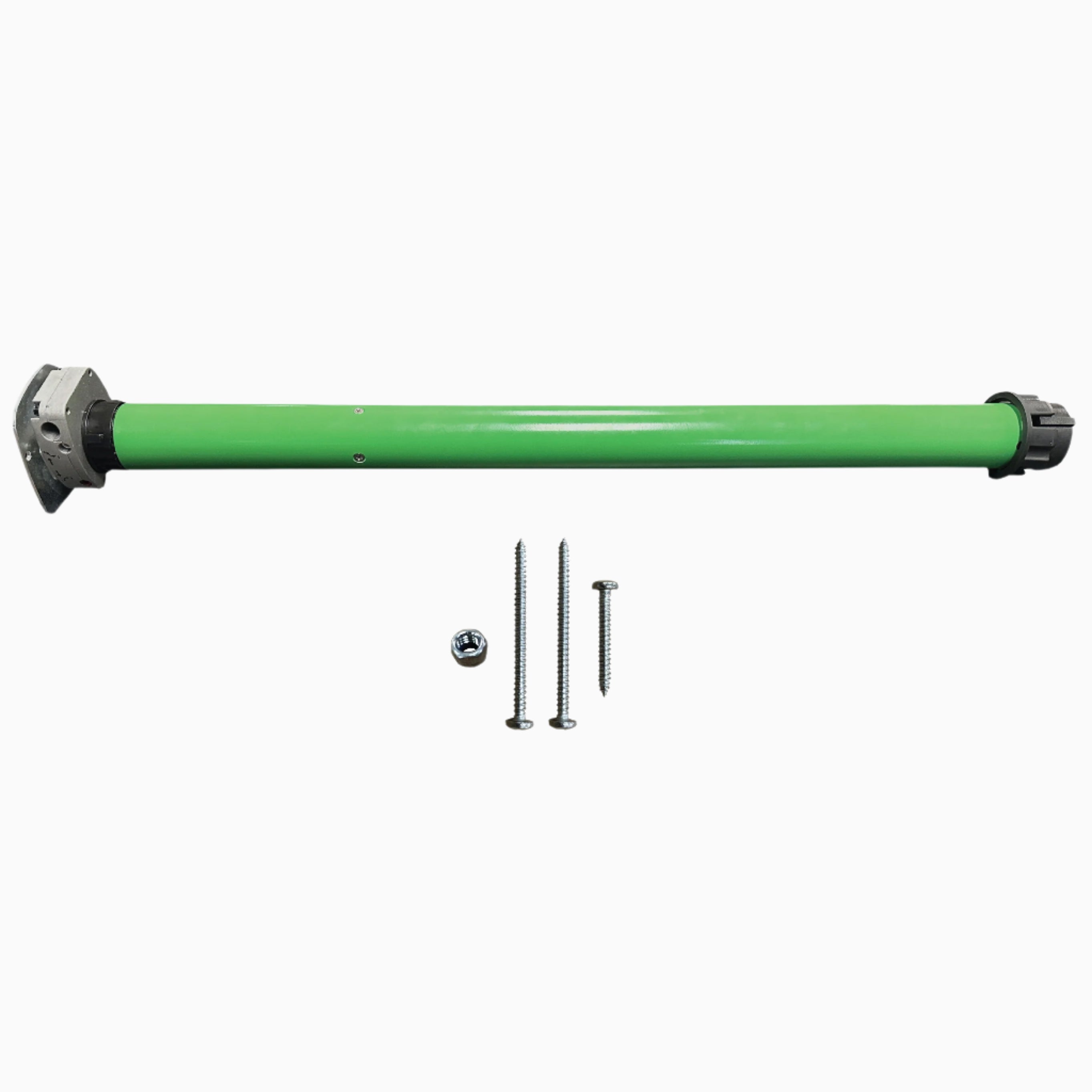 A green awninng motor replacement kit with a new motor tube and mounting hardware.