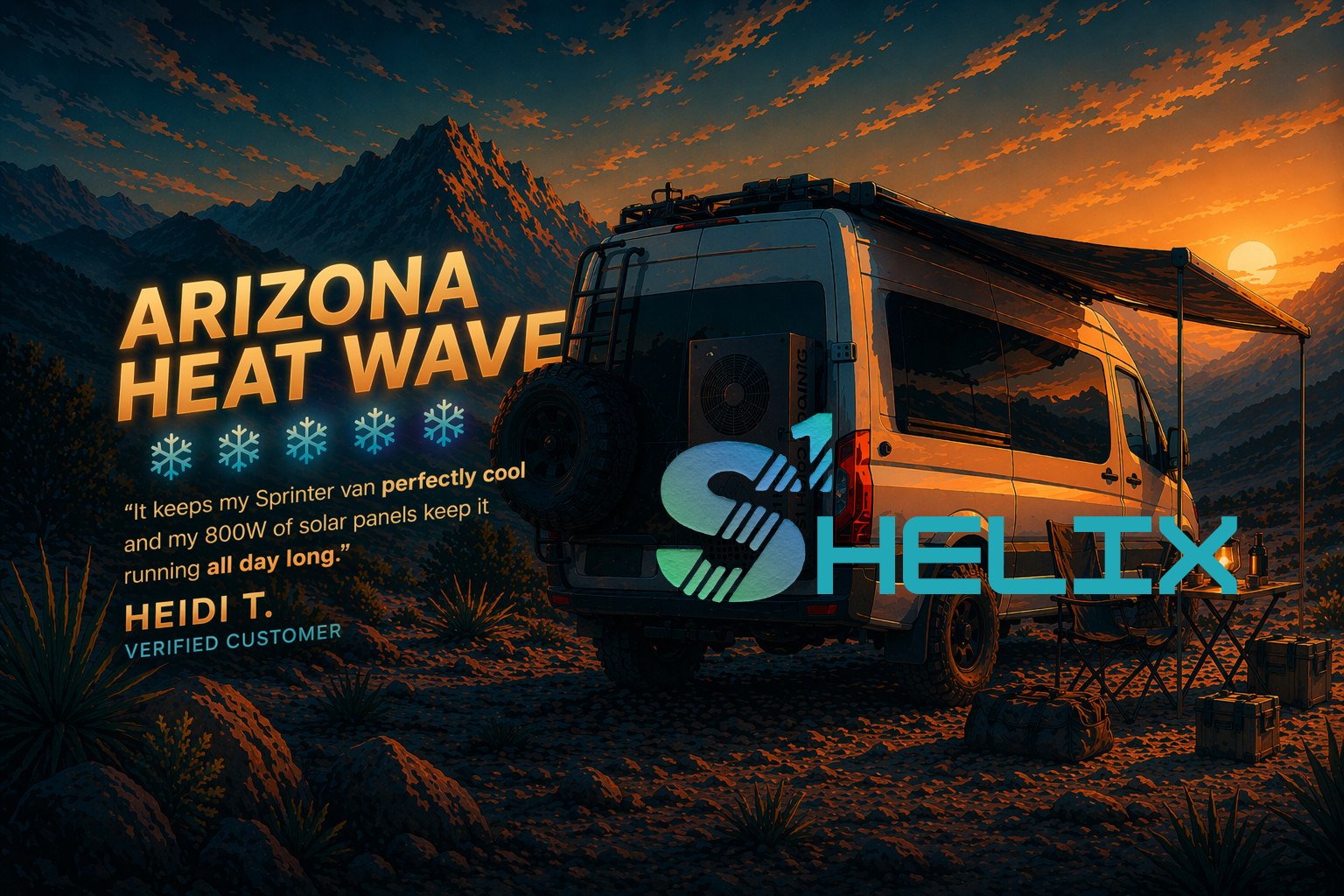 S1 Helix Split AC Review: Arizona Heat Wave on 800W Solar – Sprinter Van Life