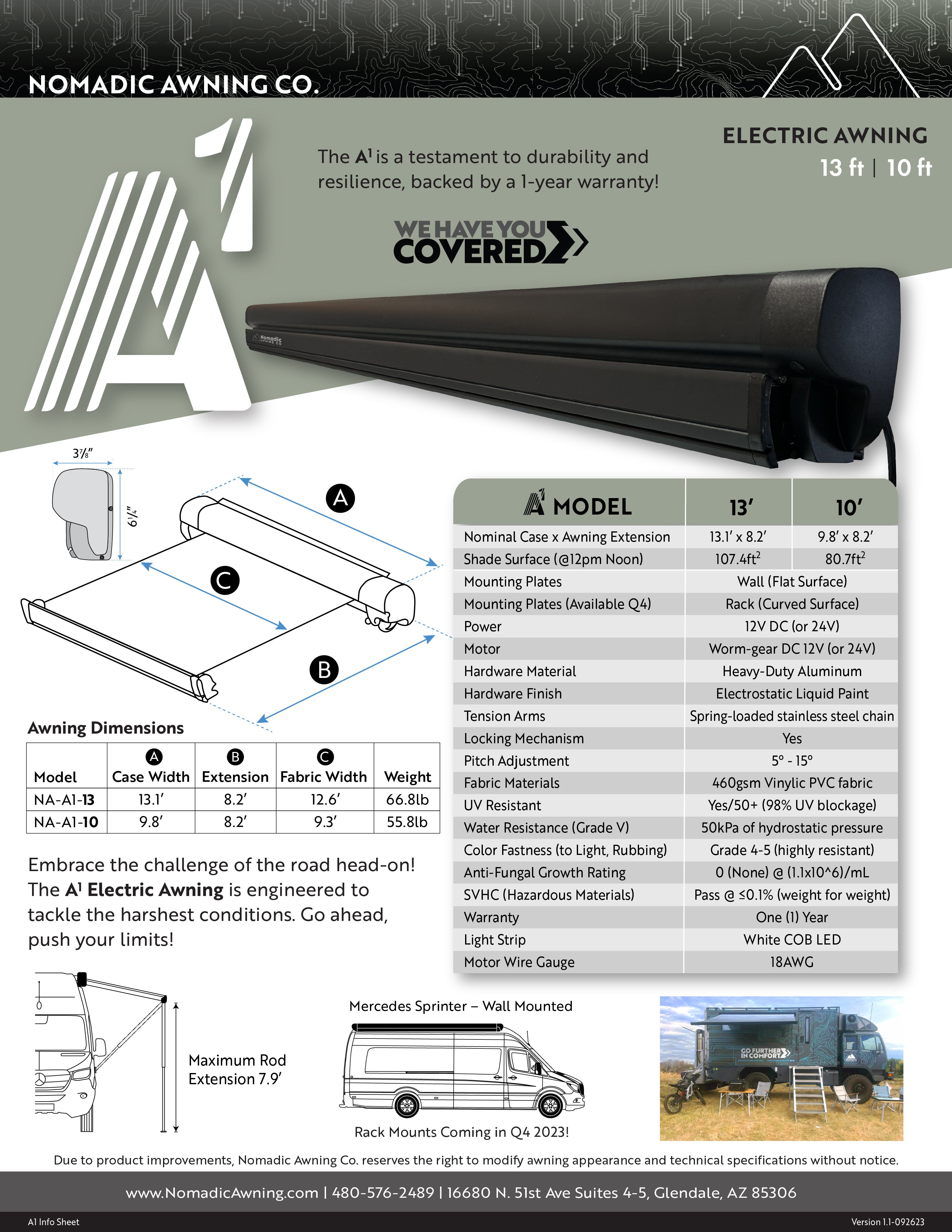 The A1 Electric Awning Info Sheet - everything you want to know! (2 of 2)