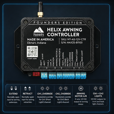 Helix Awning Controller – Smart 12V App Controller for Nomadic A1/A2 Electric Awnings