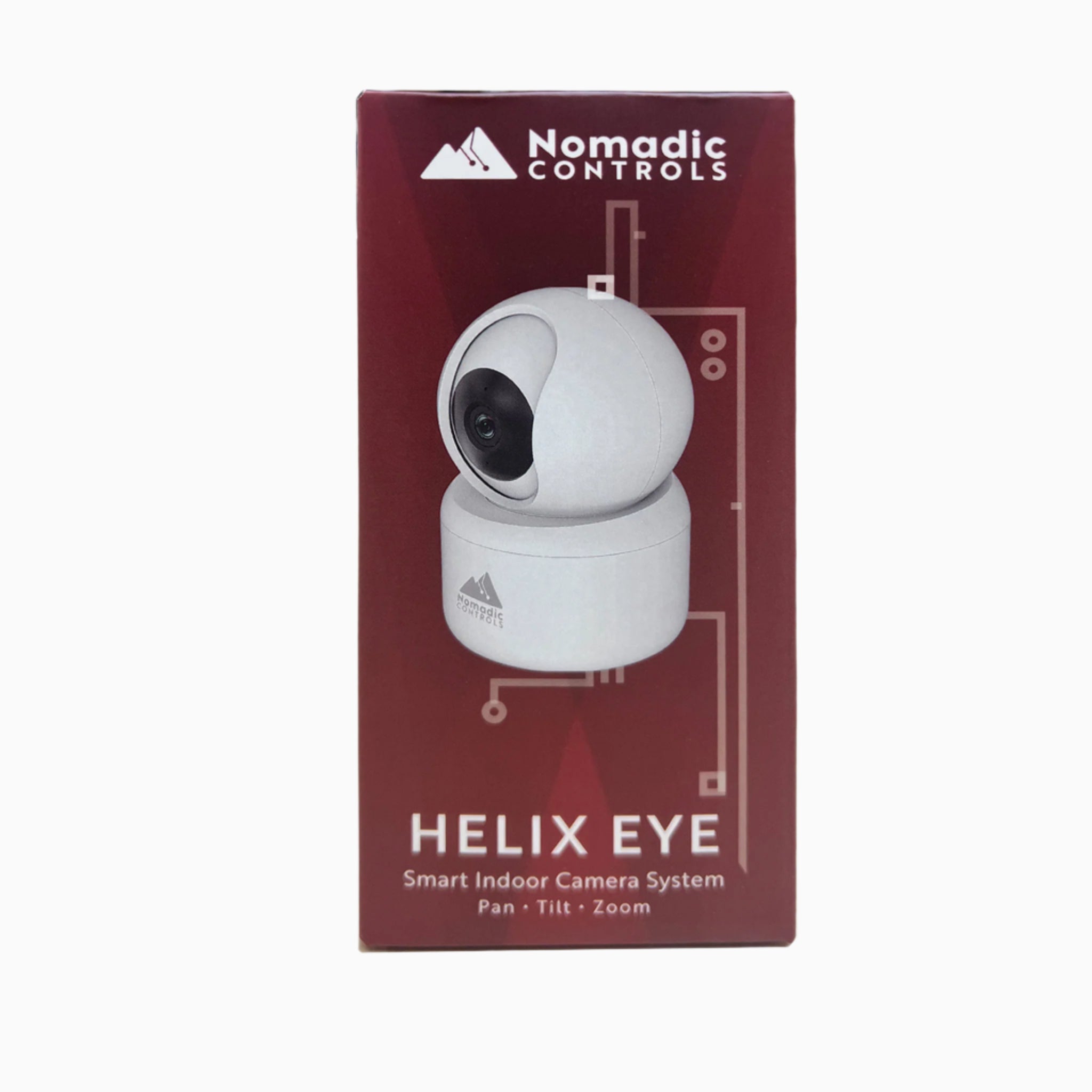 Nomadic Controls Helix Eye smart indoor camera system packaging on a white background