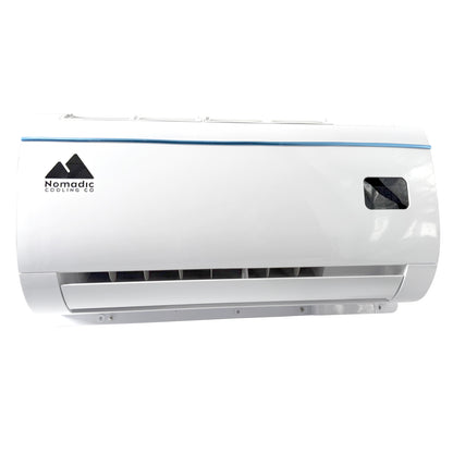 White air conditioner with Nomadic Cooling Co. logo on a white background