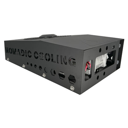 Black cooling unit with 'Nomadic Cooling' branding on a white background