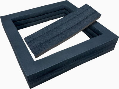 A black, triple foam duct insulator designed for use with an air conditioning unit.